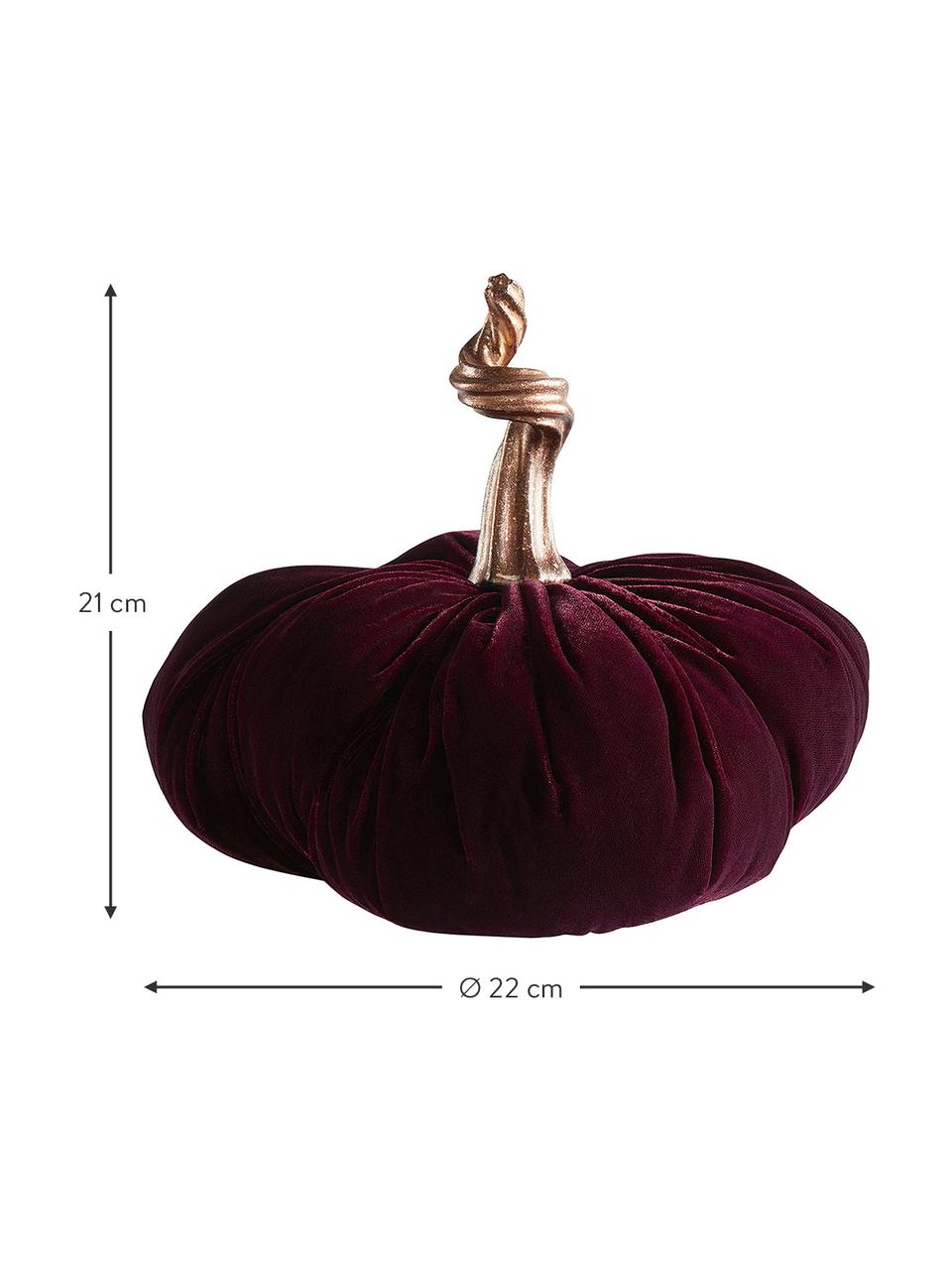 Deko-Kürbis Pumpis mit Samt-Haptik, 15% Polyresin, 35% Acryl, 25% Polyester, 25% Quartzsandfüllung, Bordeaux, Ø 22 x H 21 cm