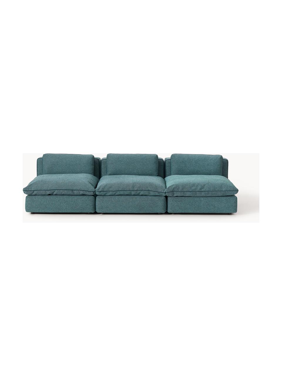 Modulares XL-Sofa Felix (3-Sitzer), Bezug: 100 % Polyester Der strap, Gestell: Massives Kiefern- und Fic, Füße: Kunststoff Dieses Produkt, Webstoff Türkisgrün, B 300 x T 140 cm