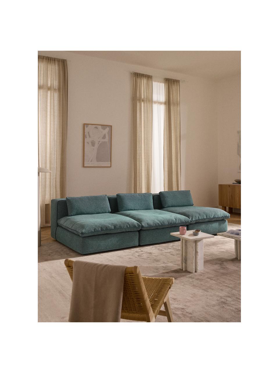 Modulares XL-Sofa Felix (3-Sitzer), Bezug: 100 % Polyester Der strap, Gestell: Massives Kiefern- und Fic, Webstoff Türkisgrün, B 300 x T 140 cm