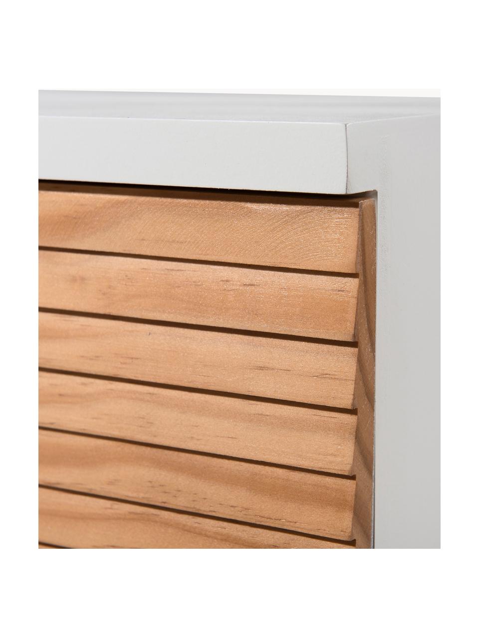 Mesita de noche Pedro, estilo escandinavo, Estructura: tablero de fibras de dens, Blanco, madera de pino, An 40 x Al 56 cm