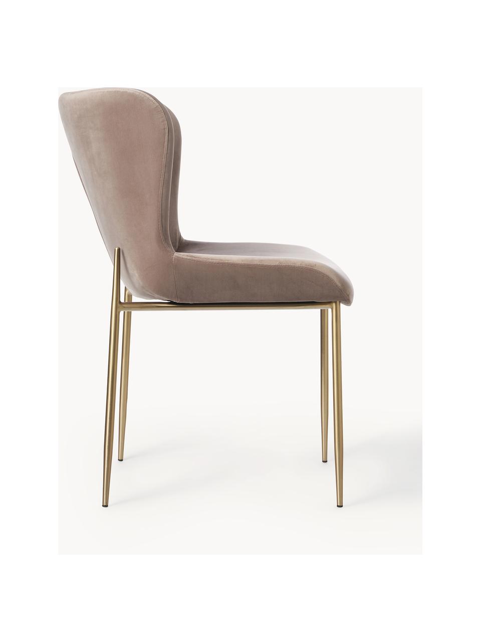 Sametová čalouněná židle Tess, Taupe, zlatá, Š 49 cm, H 64 cm