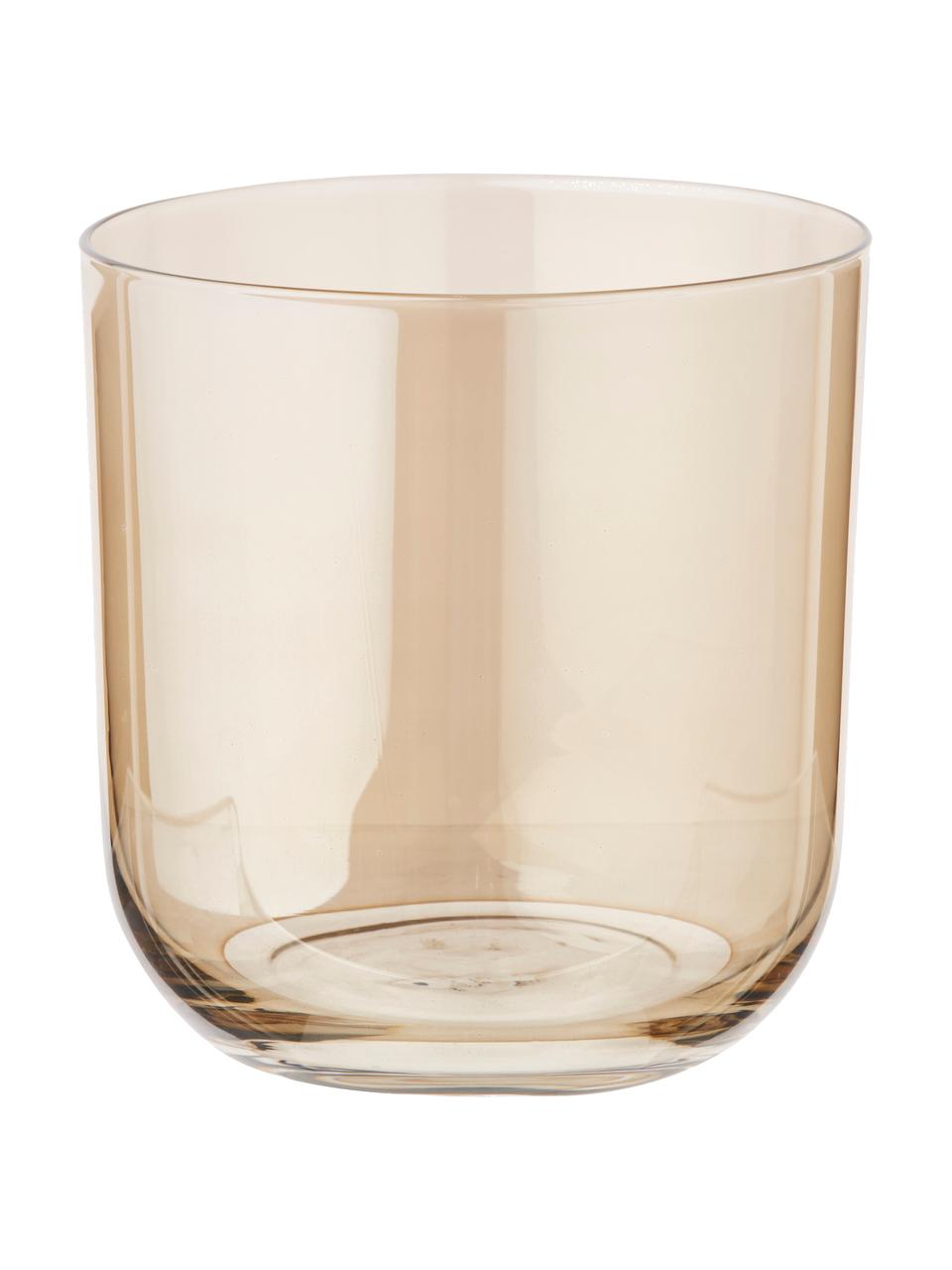 Handbemalte Wassergläser Polka, 4er-Set, Glas, Gelbtöne, Grau, Ø 9 x H 9 cm, 420 ml