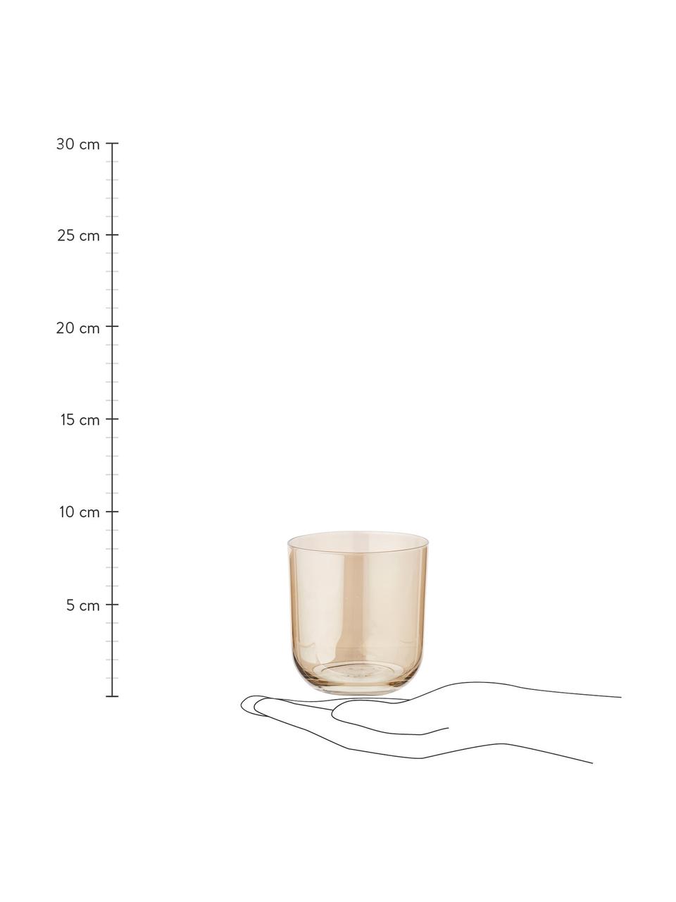 Handbemalte Wassergläser Polka in Braun- und Grautönen, 4er-Set, Glas, Gelb, Kastanienbraun, Grau, Braun, Ø 9 x H 9 cm, 420 ml