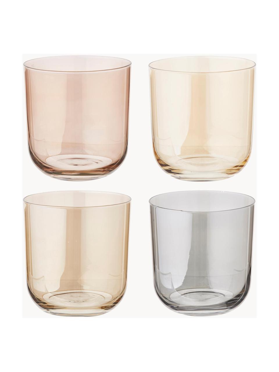 Vasos de colores artesanales Polka, 4 uds., Vidrio, Tonos beige transparente, Ø 9 x Al 9 cm, 420 ml