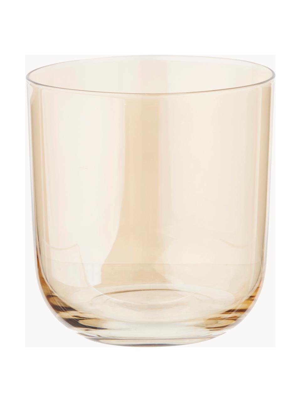 Vasos de colores artesanales Polka, 4 uds., Vidrio, Tonos beige transparente, Ø 9 x Al 9 cm, 420 ml