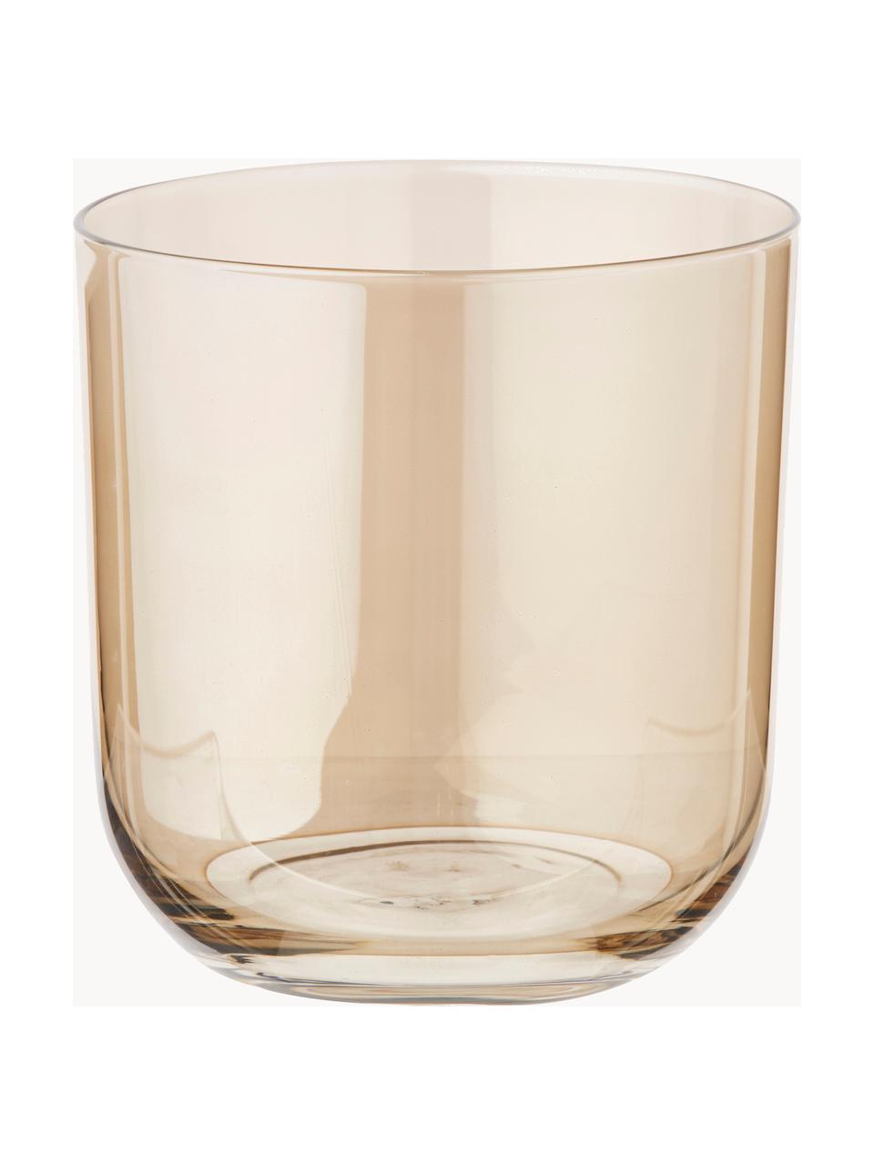 Handbeschilderde waterglazen Polka, 4-delig, Glas, Beigetinten, transparant, Ø 9 x H 9 cm, 250 ml