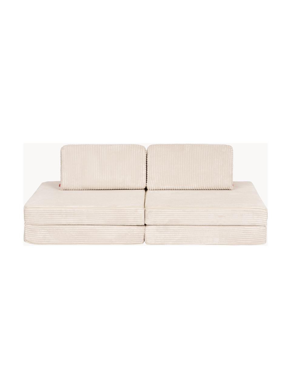 Ręcznie wykonana dziecięca sofa modułowa ze sztruksu Mila, Tapicerka: sztruks (100% poliester) , Jasnobeżowy sztruks, S 130 x G 65 cm