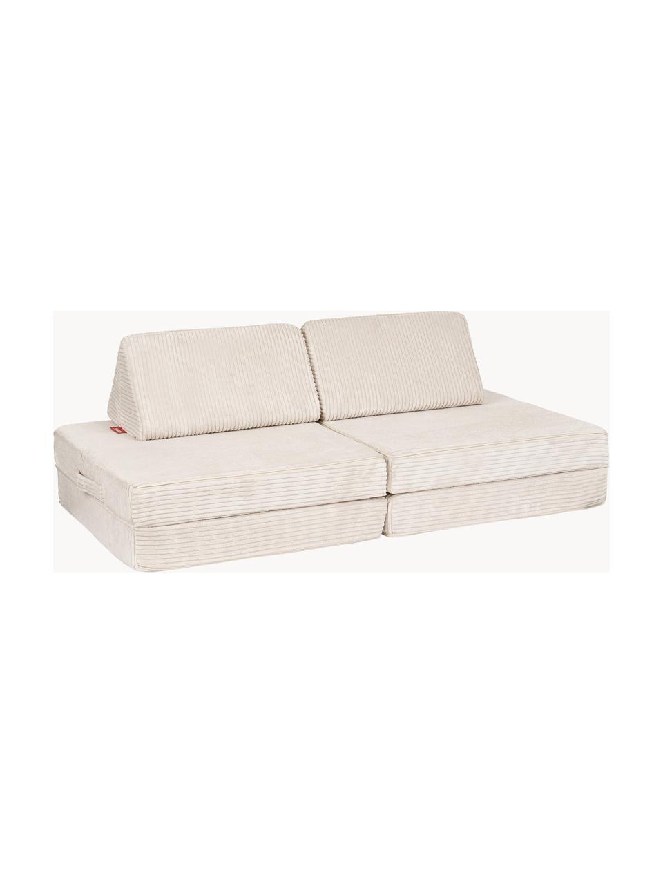 Ręcznie wykonana dziecięca sofa modułowa ze sztruksu Mila, Tapicerka: sztruks (100% poliester) , Jasnobeżowy sztruks, S 130 x G 65 cm