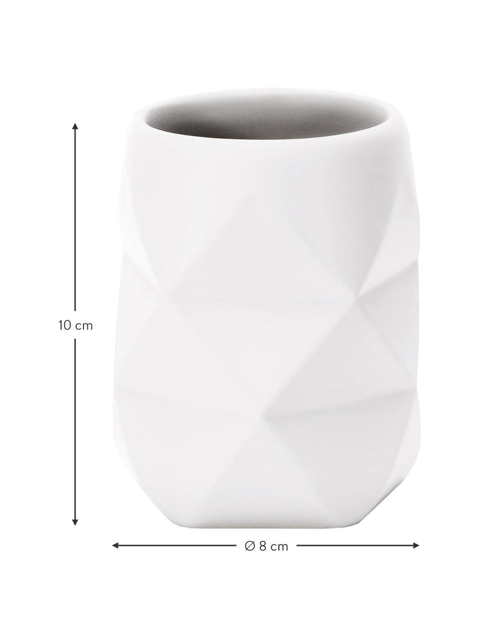 Zahnputzbecher Crackle aus bruchfestem Polyresin, Polyresin, Weiß, Ø 8 x H 10 cm