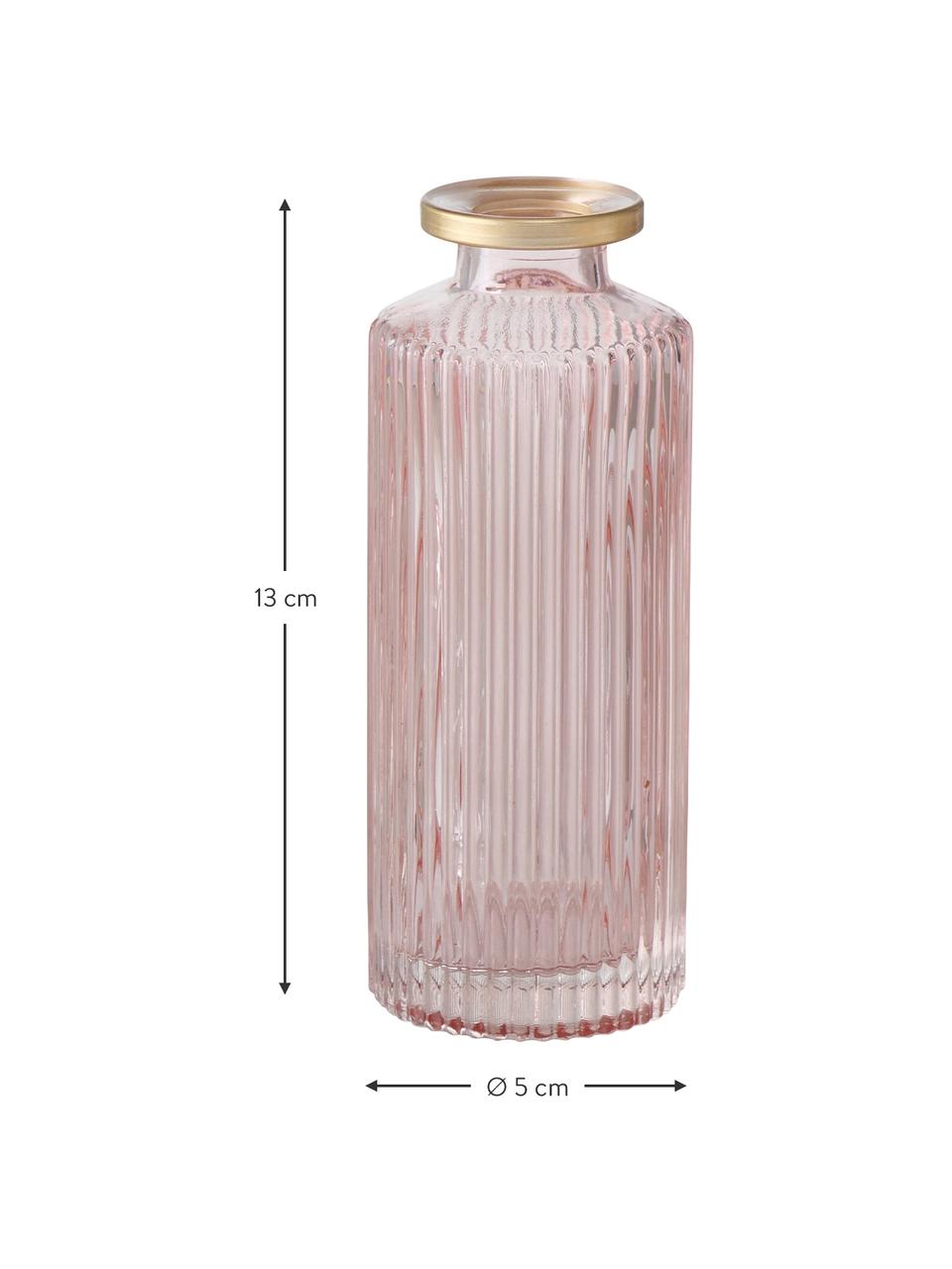 Petit vase en verre Adore, 3 élém., Verre, coloré, Rose, Ø 60 cm