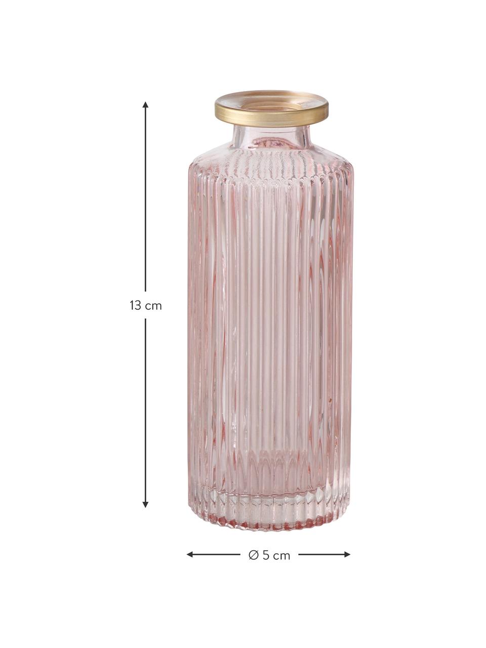 Petits vases en verre Adore, 3 élém., Verre, coloré, Rose, Ø 5 x haut. 13 cm