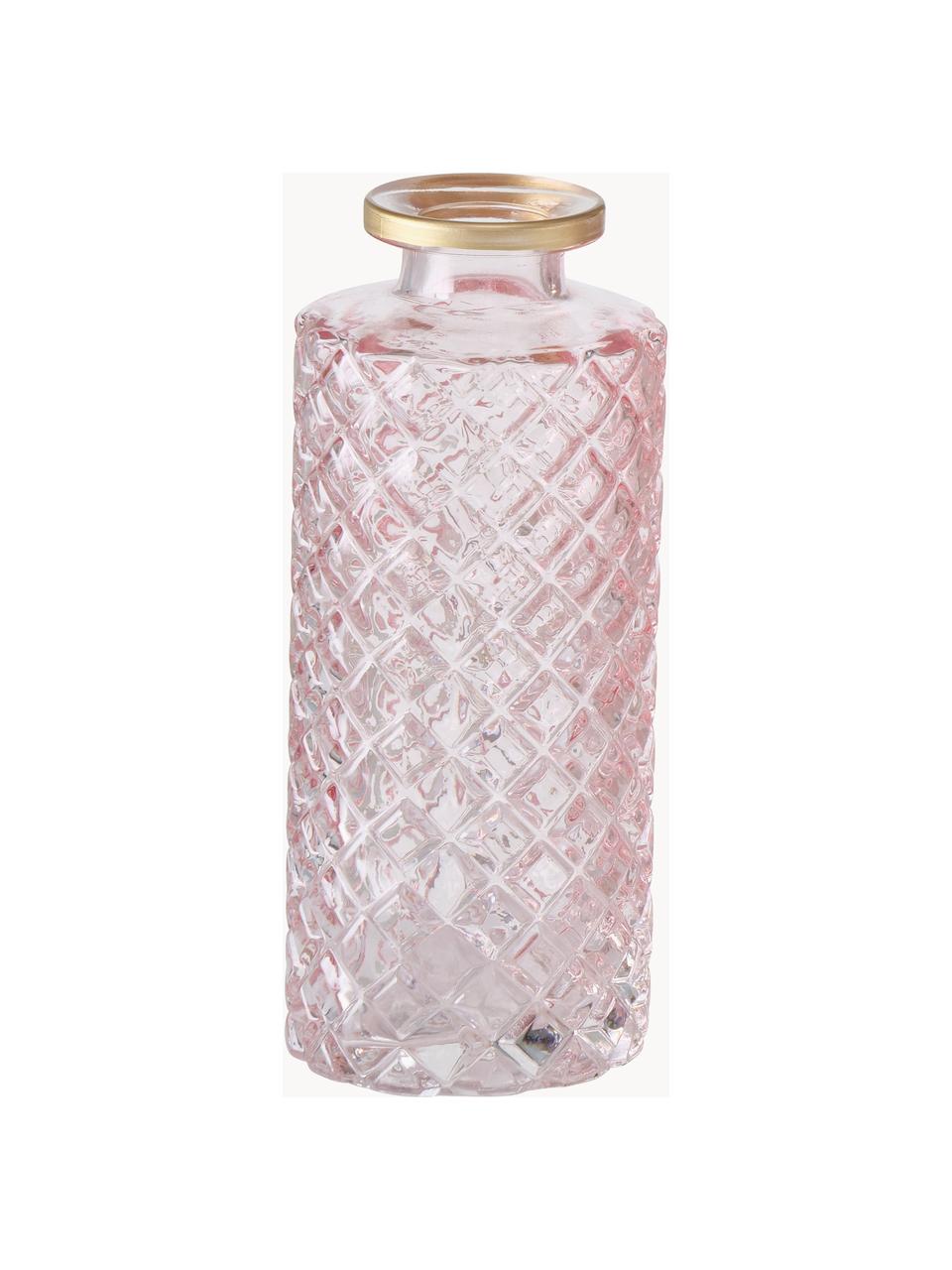 Kleine vazen Adore van glas, set van 3, Glas, geverfd, Lichtroze, transparant, zilverkleurig, Ø 5 x H 13 cm