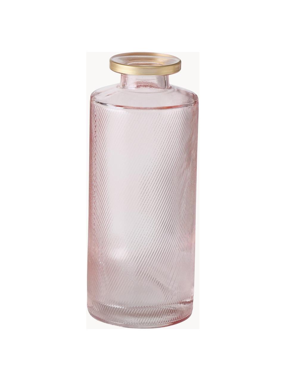 Kleine Vasen Adore aus Glas, 3er-Set, Glas, gefärbt, Hellrosa, transparent, Silberfarben, Ø 5 x H 13 cm