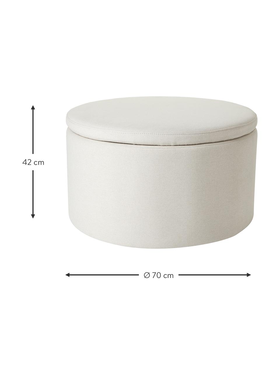 Puf grande tapizado Alida, con espacio de almacenamiento, Tapizado: 100% poliéster Alta resis, Estructura: madera contrachapada, met, Tejido beige, Ø 70 x Al 42 cm