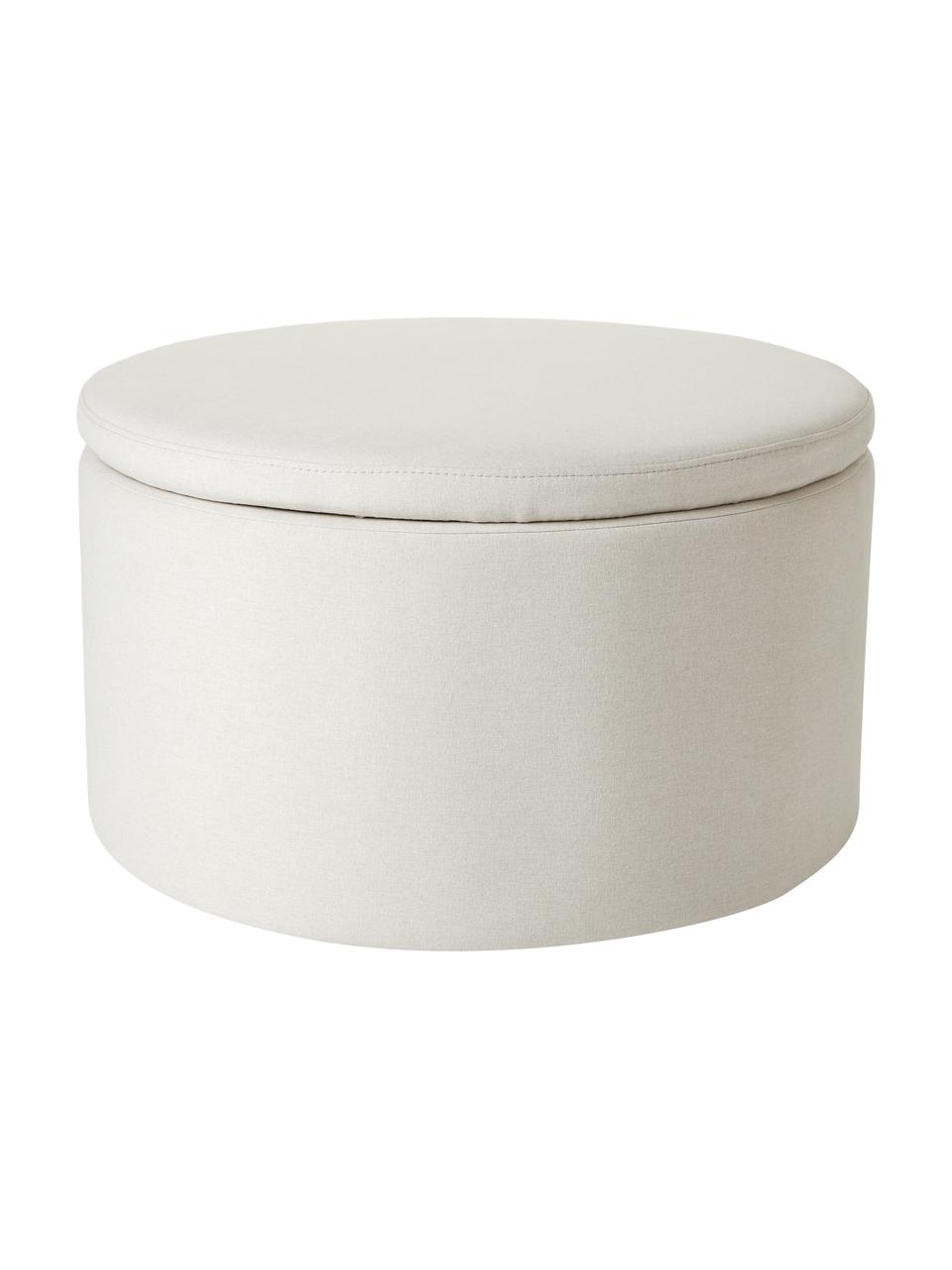 Puf grande tapizado Alida, con espacio de almacenamiento, Tapizado: 100% poliéster Alta resis, Estructura: madera contrachapada, met, Tejido beige, Ø 70 x Al 42 cm