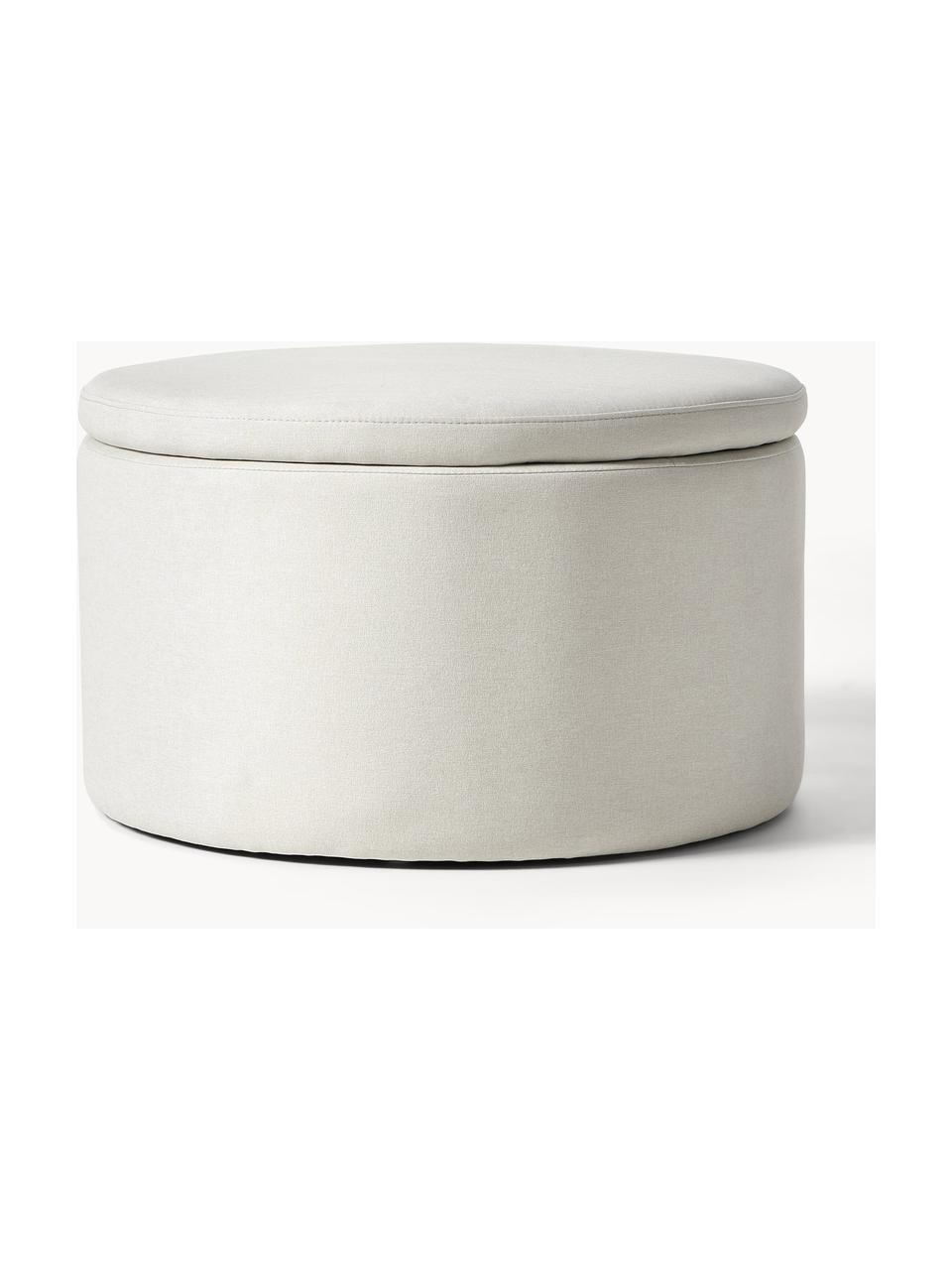 Grand pouf avec rangement Alida, Tissu beige clair, Ø 70 x haut. 42 cm