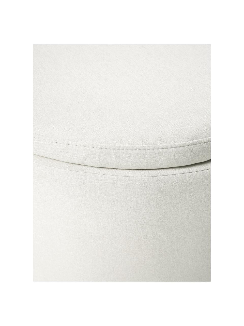 Grand pouf avec rangement Alida, Tissu blanc cassé, Ø 69 x haut. 42 cm