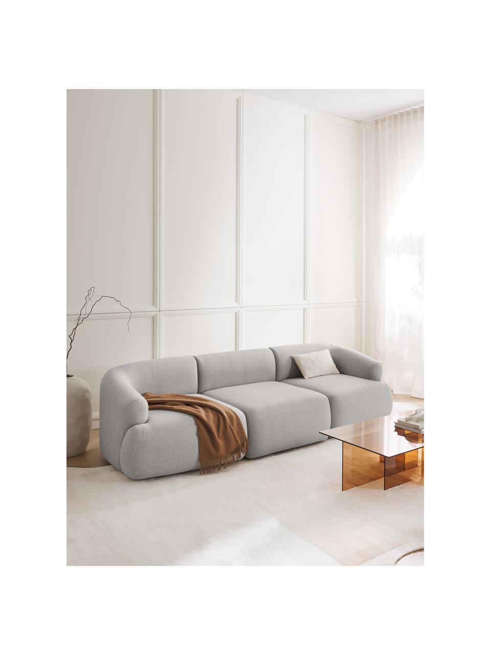 Canapé modulable 3 places Sofia, Tissu gris clair, larg. 273 x prof. 103 cm