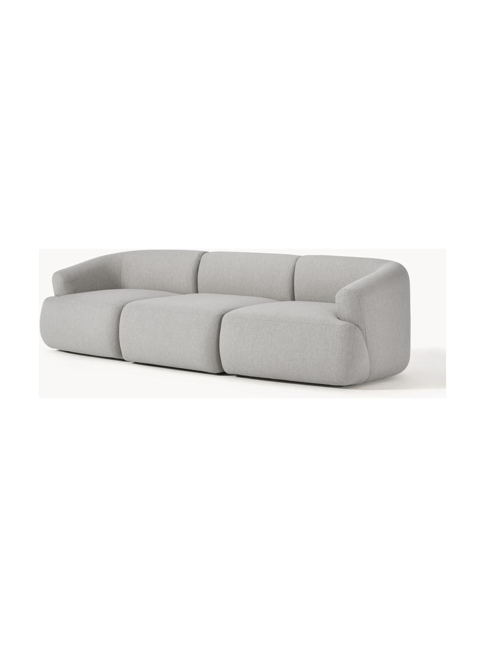 Modulaire bank Sofia (3-zits), Bekleding: 100 % polypropyleen, Frame: sparrenhout, spaanplaat, , Poten: kunststof, Geweven stof grijs, B 273 x H 103 cm