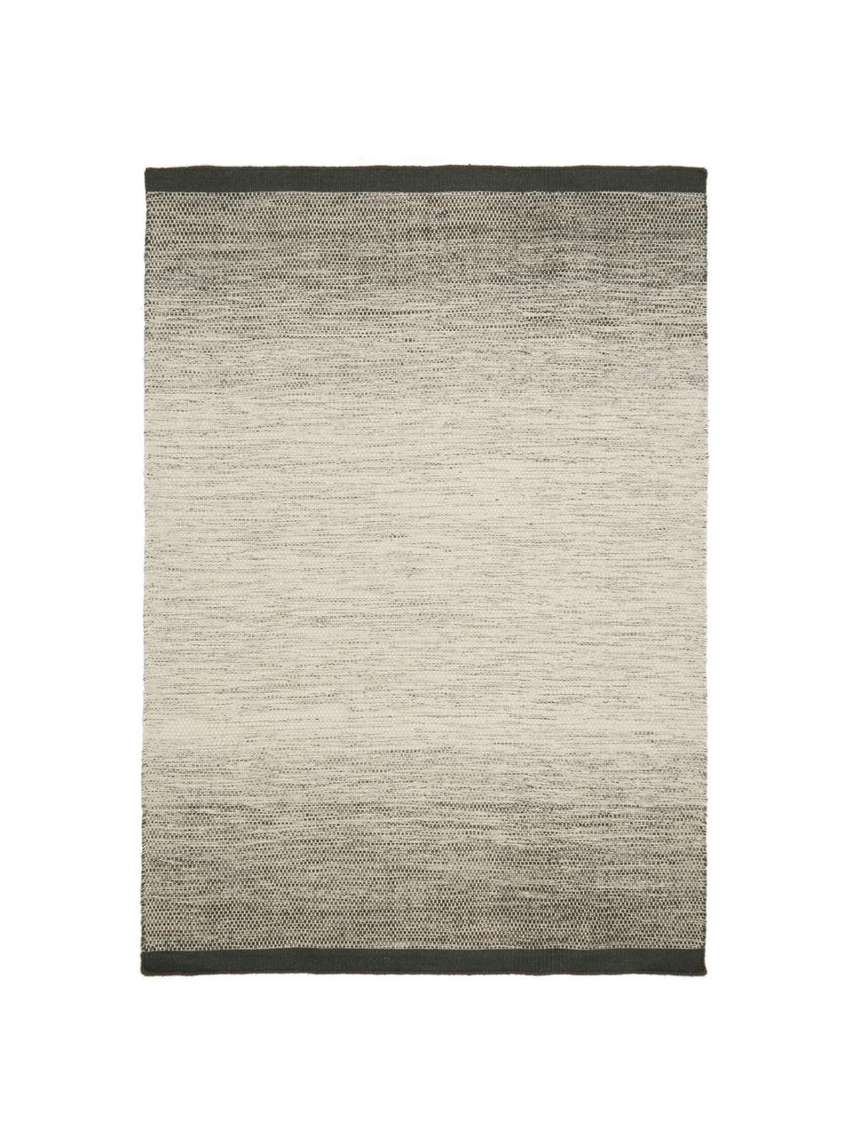 Handgeweven wollen vloerkleed Lule met kleurverloop in beige/groen, 70% wol, 30% katoen, Donkergroen, beige, B 200 x L 300 cm (maat L)