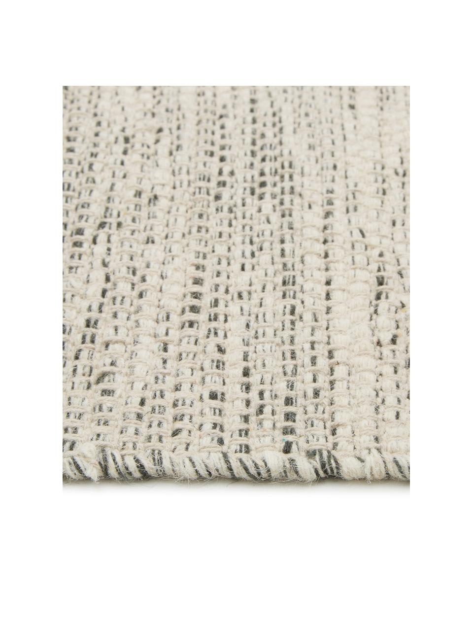 Alfombra artesanal de lana Lule, 70% lana, 30% algodón, Verde oscuro, beige, An 200 x L 300 cm (Tamaño L)