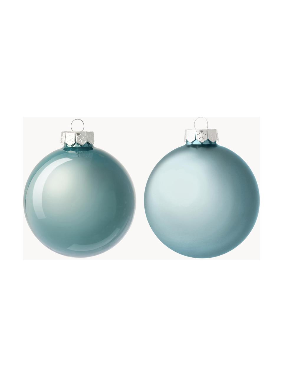 Weihnachtskugeln Evergreen matt/glänzend, verschiedene Grössen, Hellblau, Ø 8 cm, 6 Stück