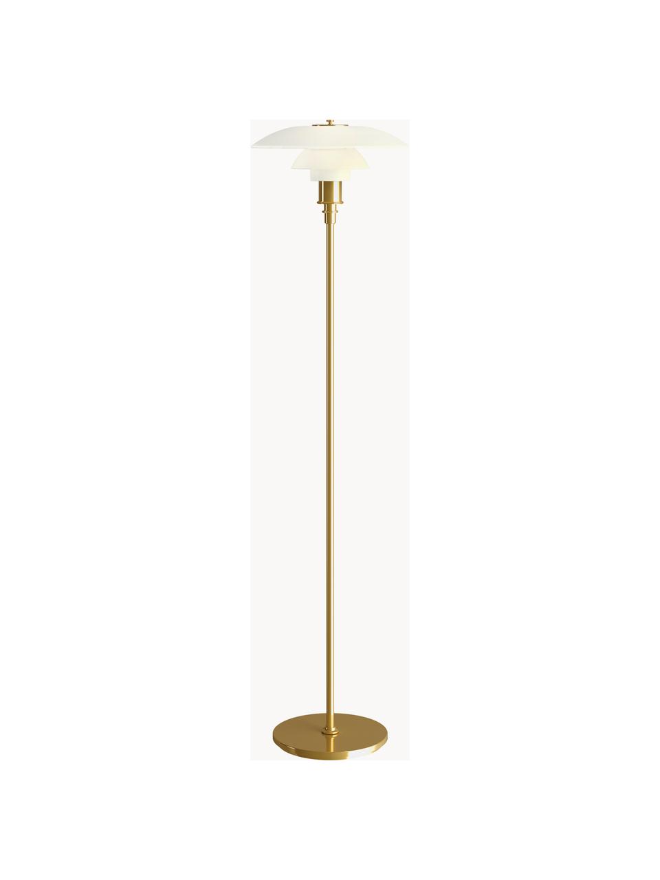 Lampa podłogowa ze szkła dmuchanego PH 3½-2½, Stelaż: stal metalizowana, Odcienie złotego, biały, 130 ml