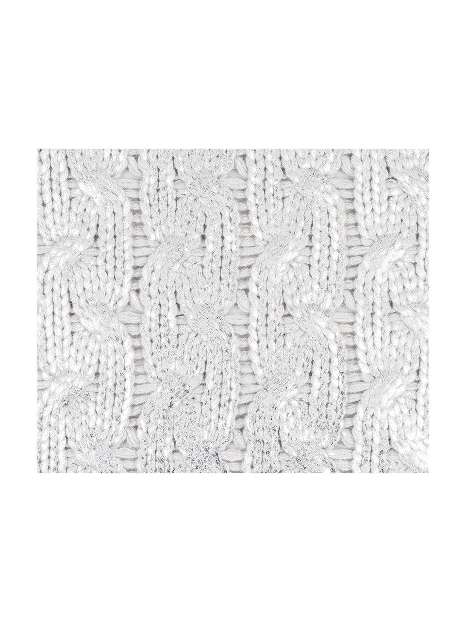 Federa arredo fatta a maglia effetto lucido Trenes, 100% acrilico, Grigio chiaro, argentato, Larg. 45 x Lung. 45 cm