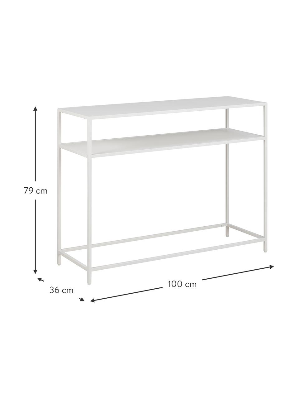 Metalen sidetable Neptun met plank in wit, Gepoedercoat metaal, Wit, B 100 cm x H 79 cm