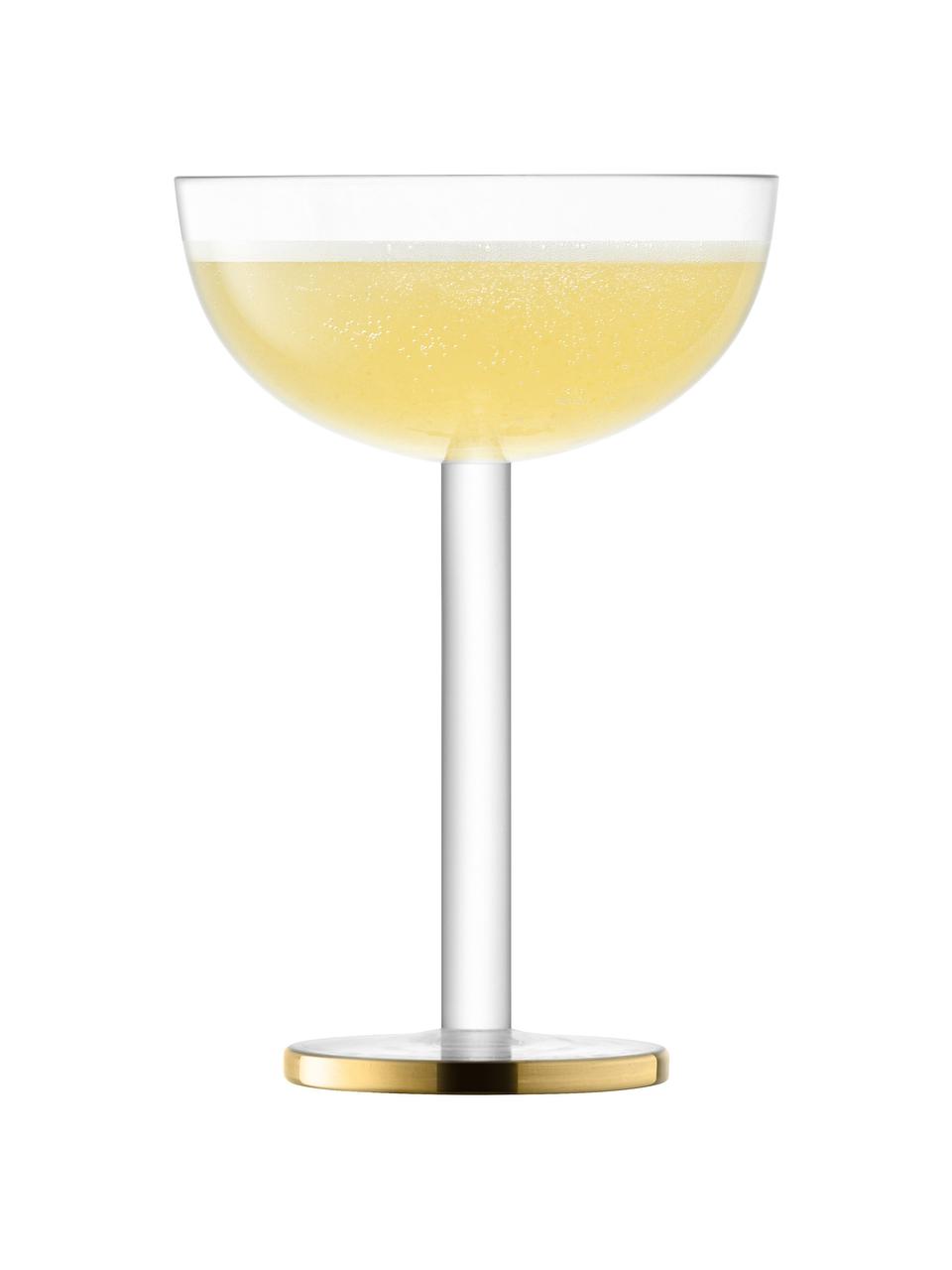 Coupe à champagne soufflée bouche avec bord doré Luca, 2 pièces, Verre, Transparent avec bord couleur dorée, Ø 11 x haut. 15 cm, 200 ml