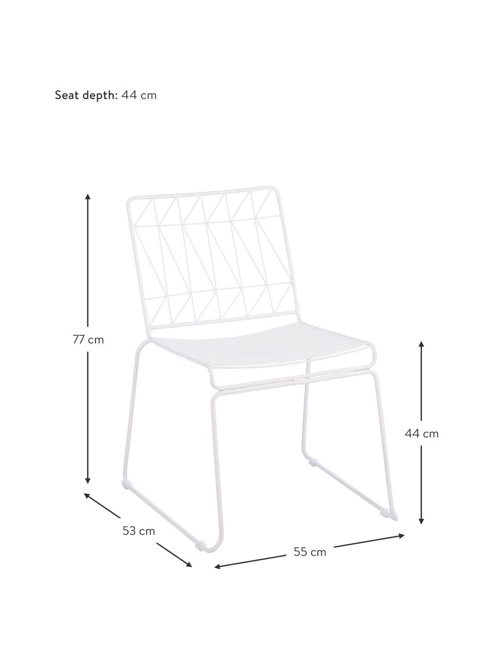 Sedia da balcone bianca Bueno, Metallo rivestito, Bianco, Larg. 55 x Alt. 77 cm