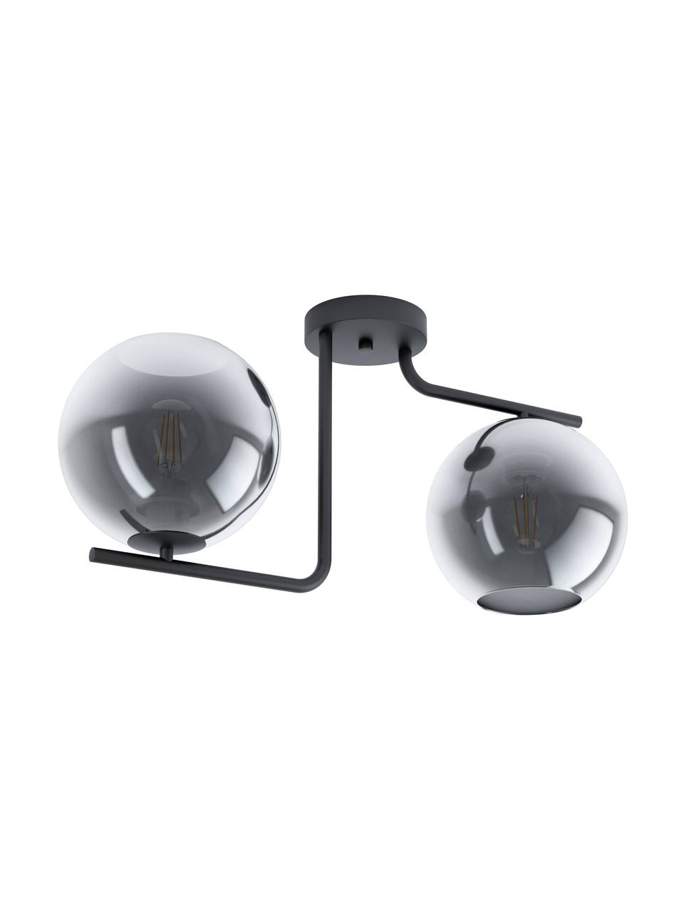 Dizajnová stropná lampa zo skla Marojales, Čierna, sivá, priehľadná