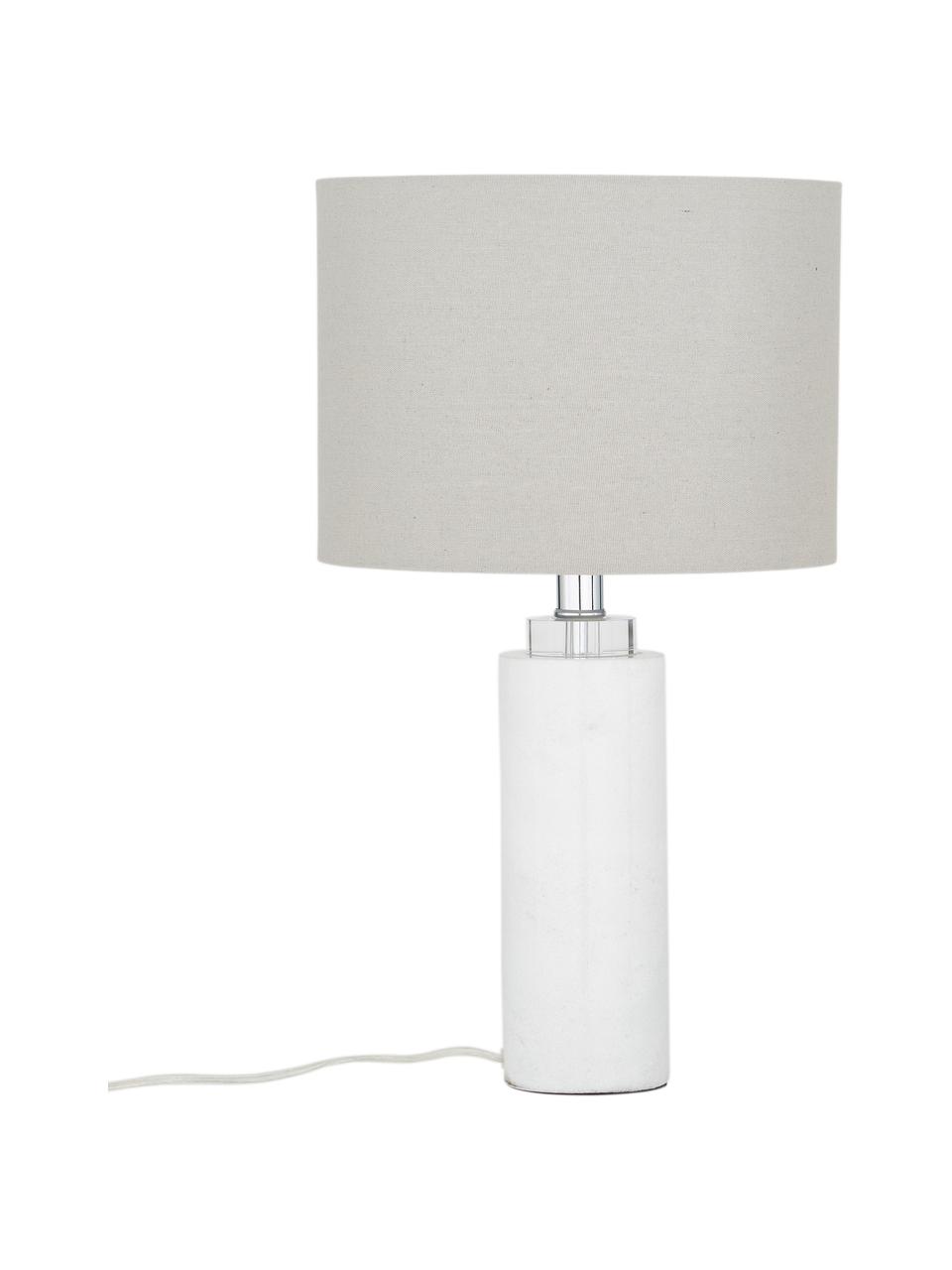 Lámpara de mesa de mármol Amanda, estilo clásico, Pantalla: tela, Cable: plástico, Blanco, Ø 28 x Al 48 cm