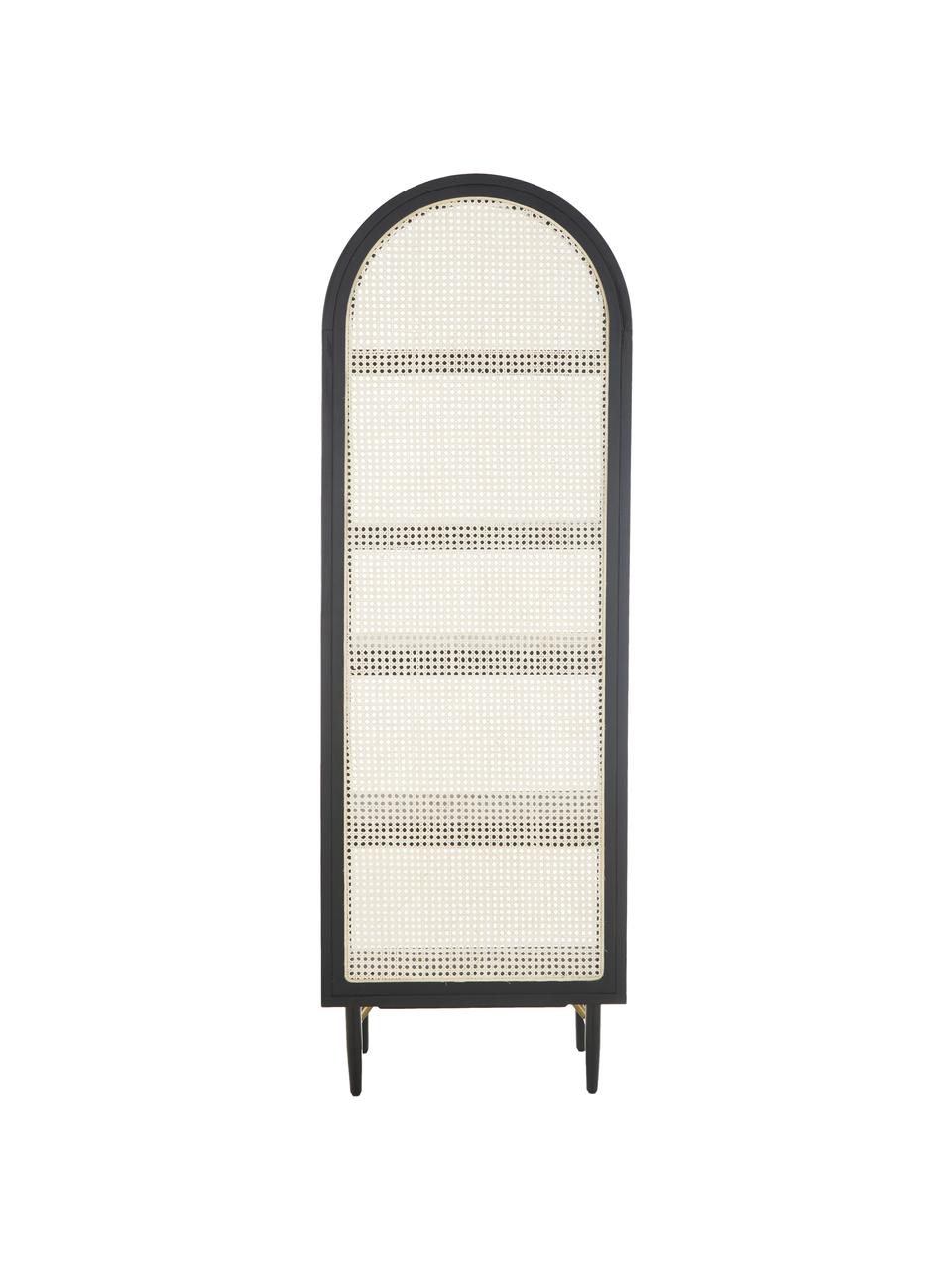 Libreria con intreccio viennese Exalt, Retro: rattan, Nero, Larg. 63 x Alt. 190 cm