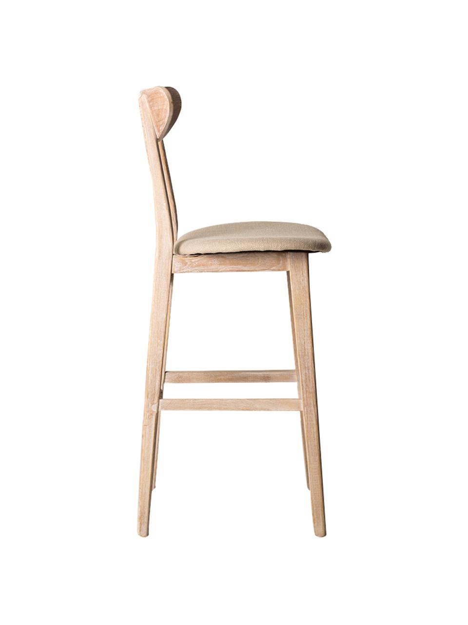 Krzesło barowe Arov, Stelaż: drewno wiązowe, Tapicerka: juta, Beżowy, S 49 x W 114 cm