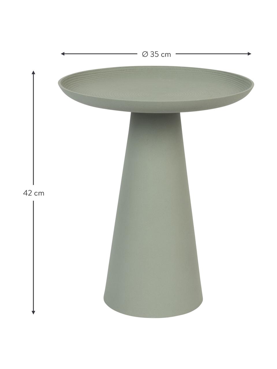 Tavolino rotondo in metallo Ringar, Alluminio verniciato a polvere, Khaki opaco, Ø 35 x Alt. 42 cm