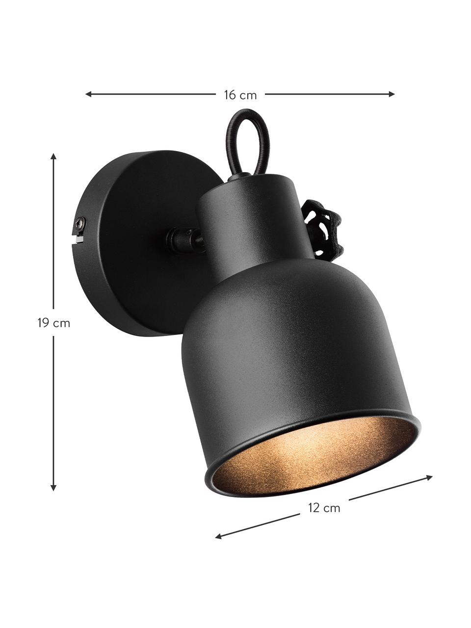 Nastaviteľná nástenná lampa v industriálnom štýle Rolet, Čierna