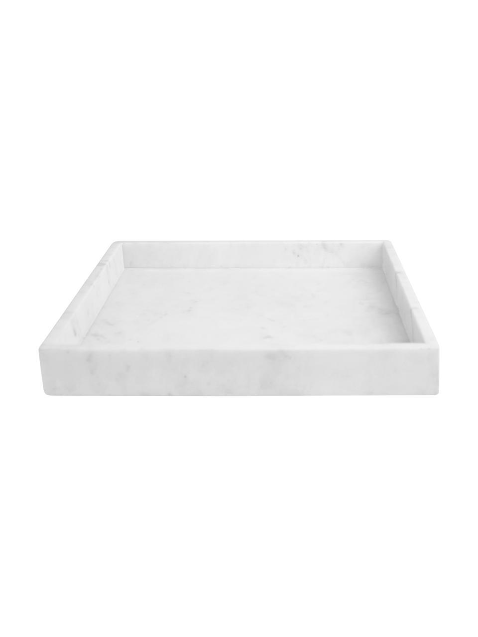 Deko-Marmor-Tablett Ciaran, Marmor, Weiss, marmoriert, B 30 x T 30 cm