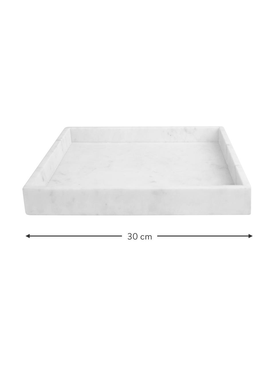 Deko-Marmor-Tablett Ciaran, Marmor, Weiss, marmoriert, B 30 x T 30 cm