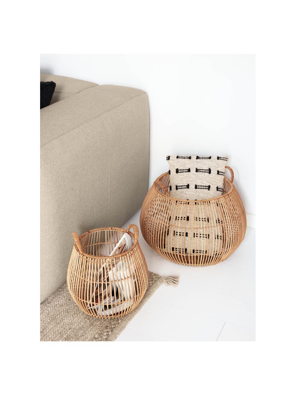 Aufbewahrungskörbe-Set Daya aus Rattan, 2er-Set, Rattan, Beige, Set mit verschiedenen Grössen