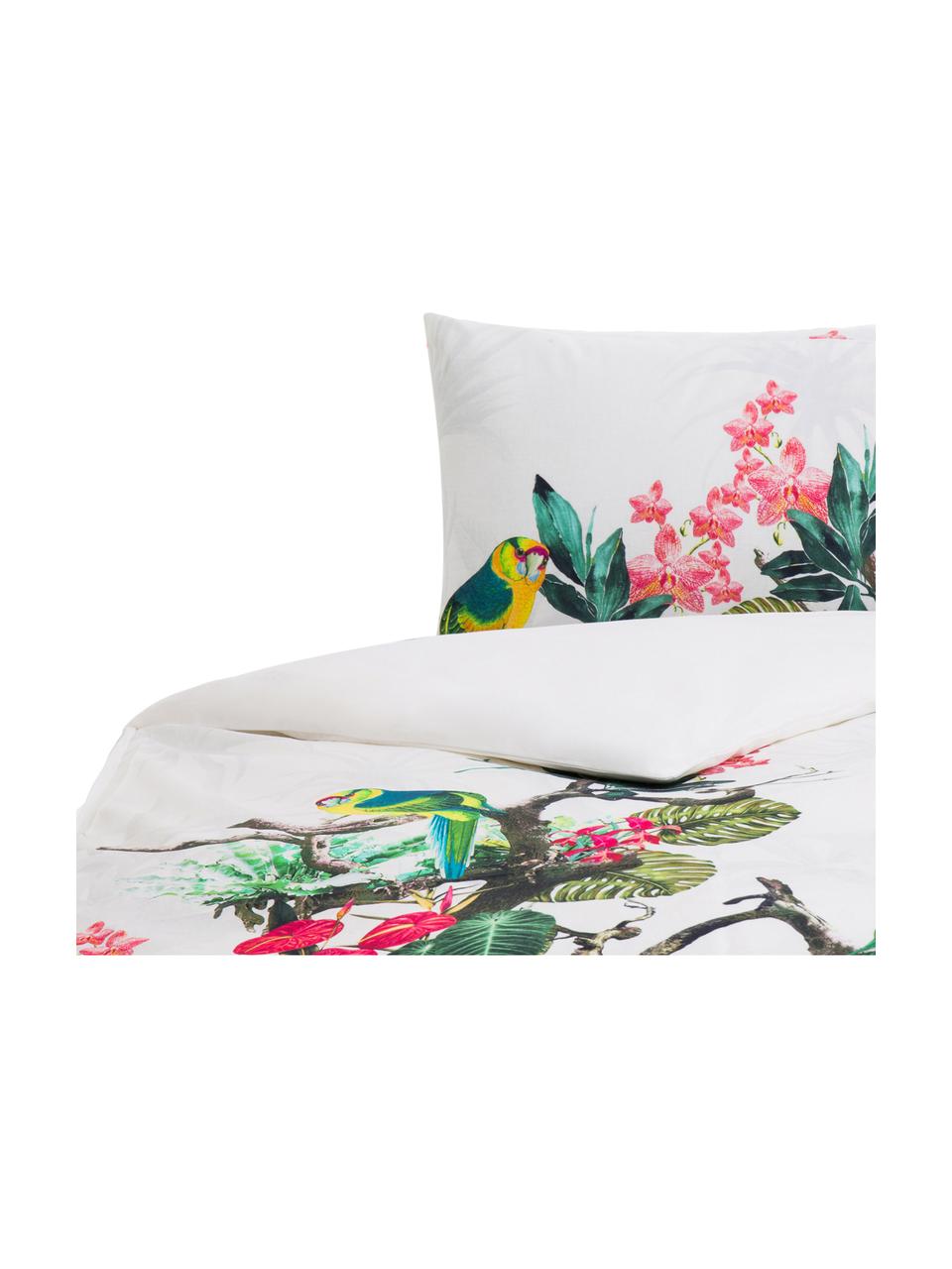 Funda nórdica Tropic, Algodón, Blanco, multicolor, Cama 180/200 cm (260 x 220 cm)