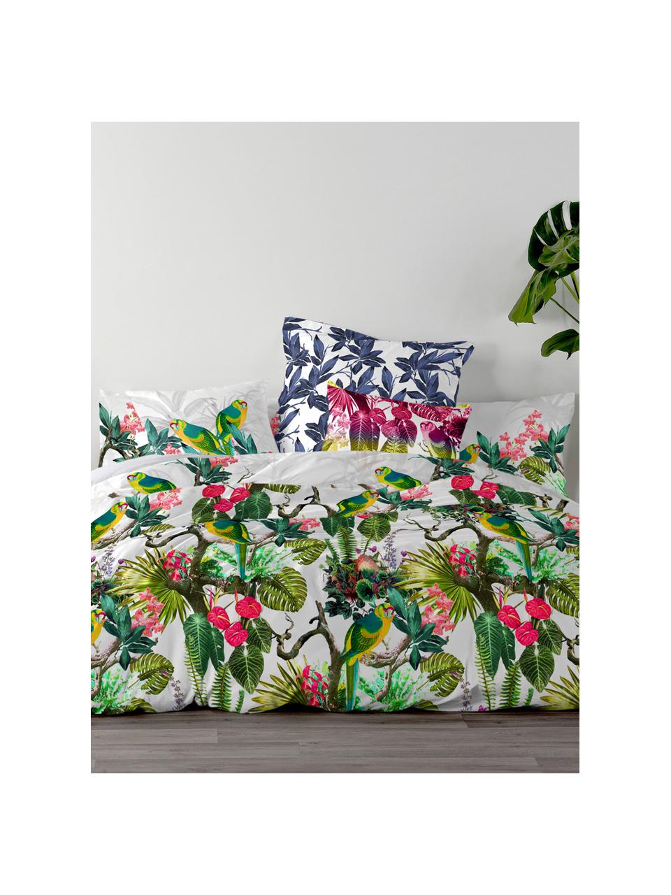 Funda nórdica Tropic, Algodón, Blanco, multicolor, Cama 180/200 cm (260 x 220 cm)