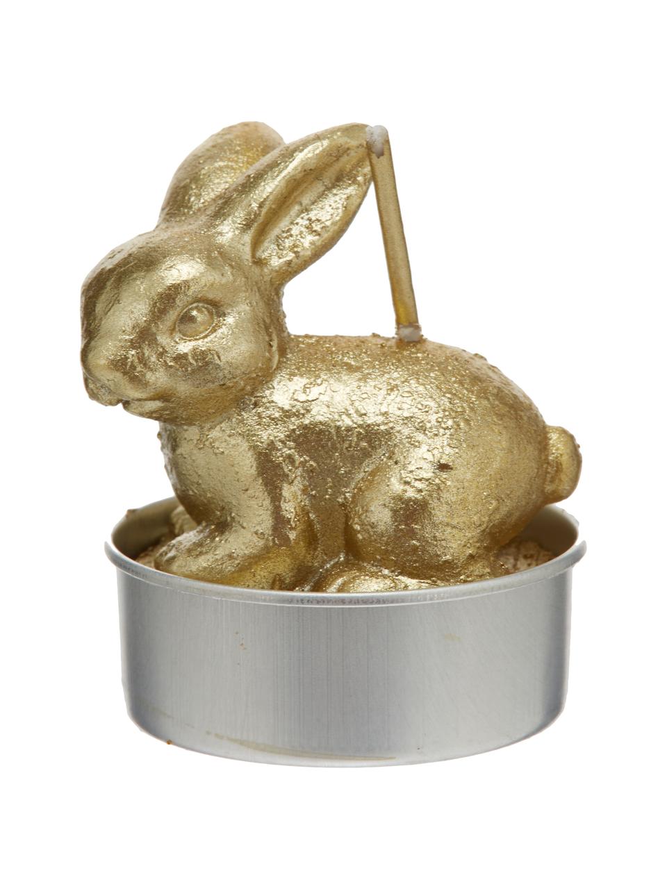 Teelichter-Set Rabbits, 6-tlg., Wachs, Goldfarben, Ø 6 x H 10 cm
