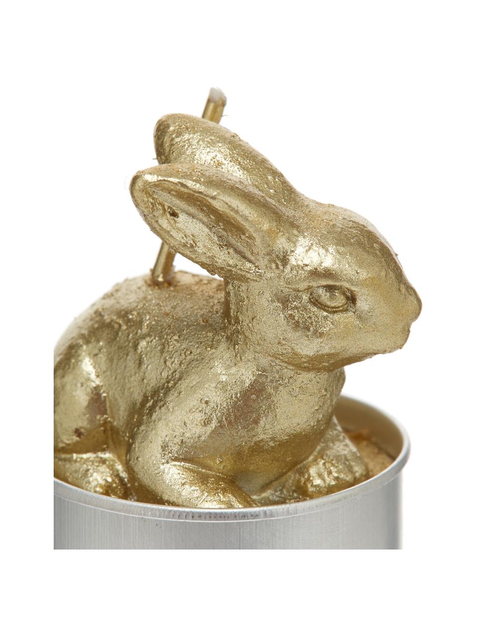 Teelichter-Set Rabbits, 6er-Set, Wachs, Goldfarben, Ø 6 x H 10 cm
