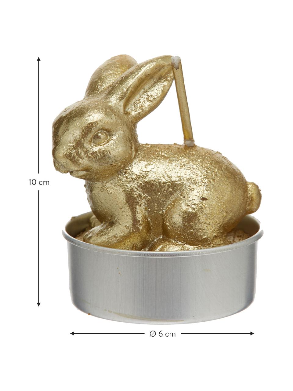Teelichter-Set Rabbits, 6-tlg., Wachs, Goldfarben, Ø 6 x H 10 cm