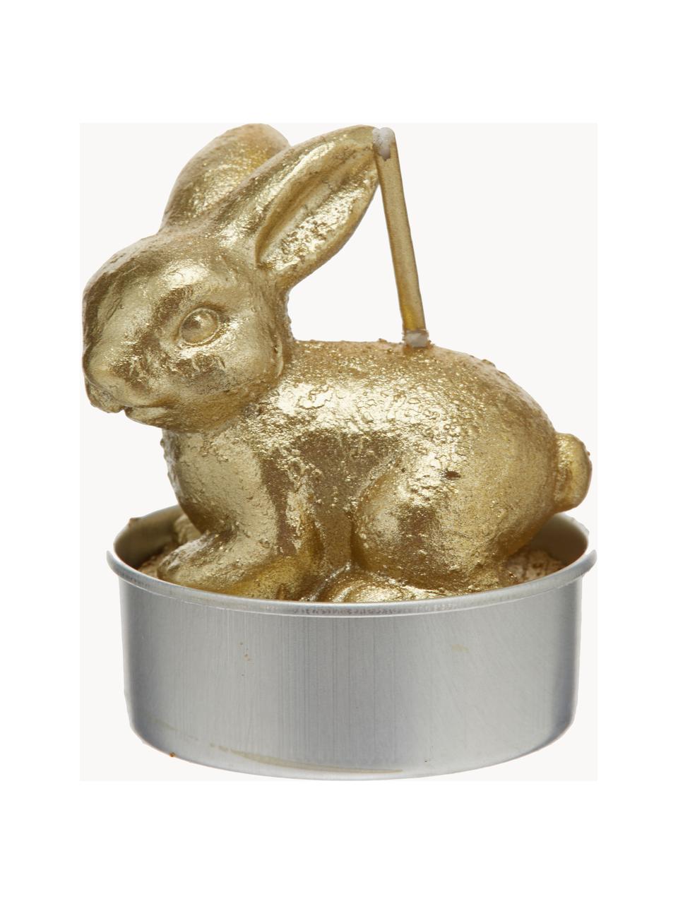 Teelichter-Set Rabbits, 6er-Set, Wachs, Goldfarben, Ø 6 x H 10 cm
