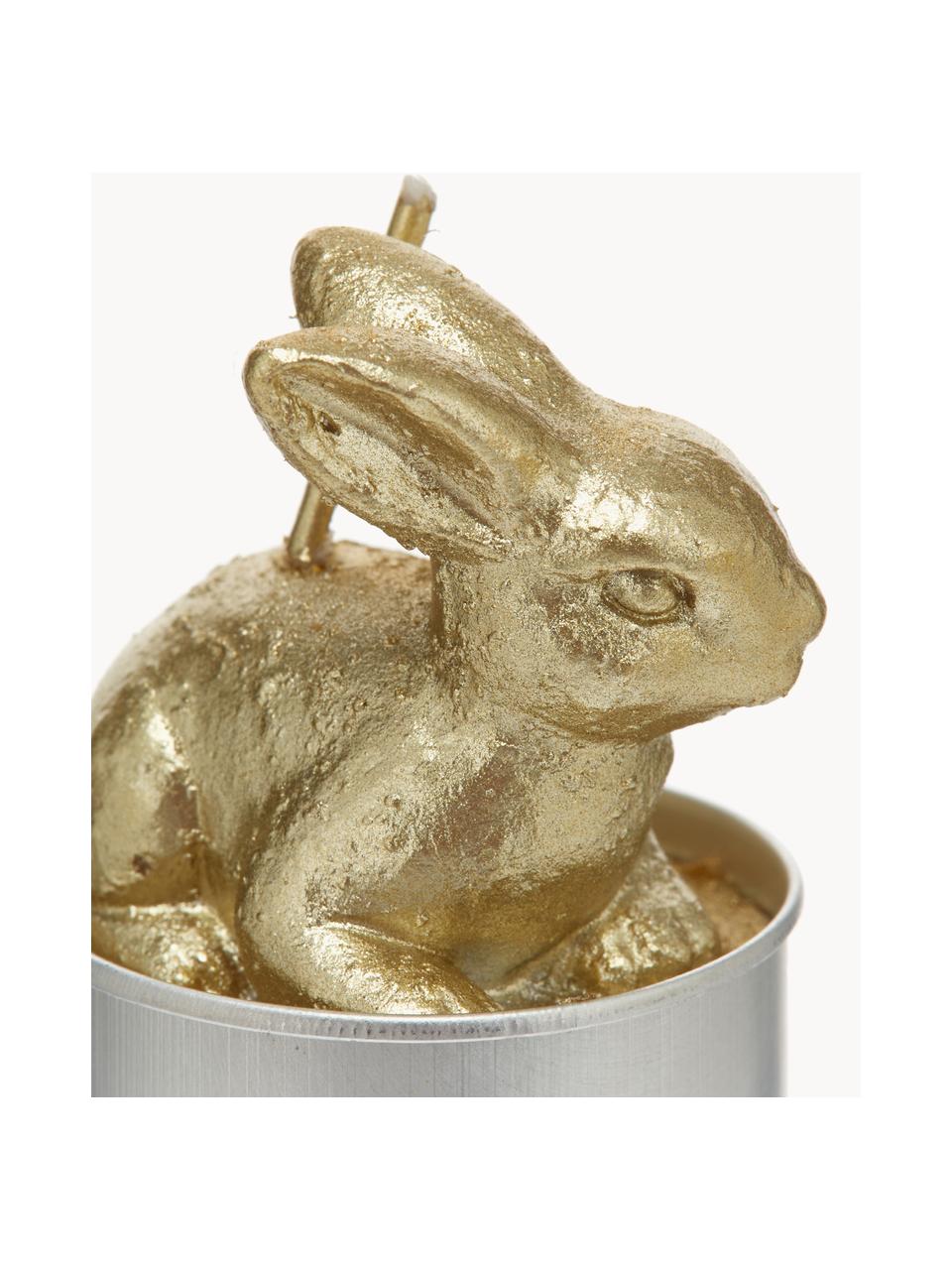 Bougies lapin de Pâques Hasen, 6 élém., Cire, Doré, Ø 6 x haut. 10 cm