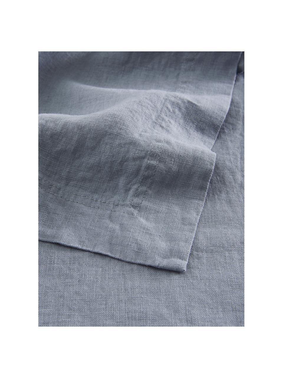 Nappe pur lin bleu Duk, 100 % pur lin, Bleu, Pour 6 à 10 pers. (larg. 135 x long. 300 cm)