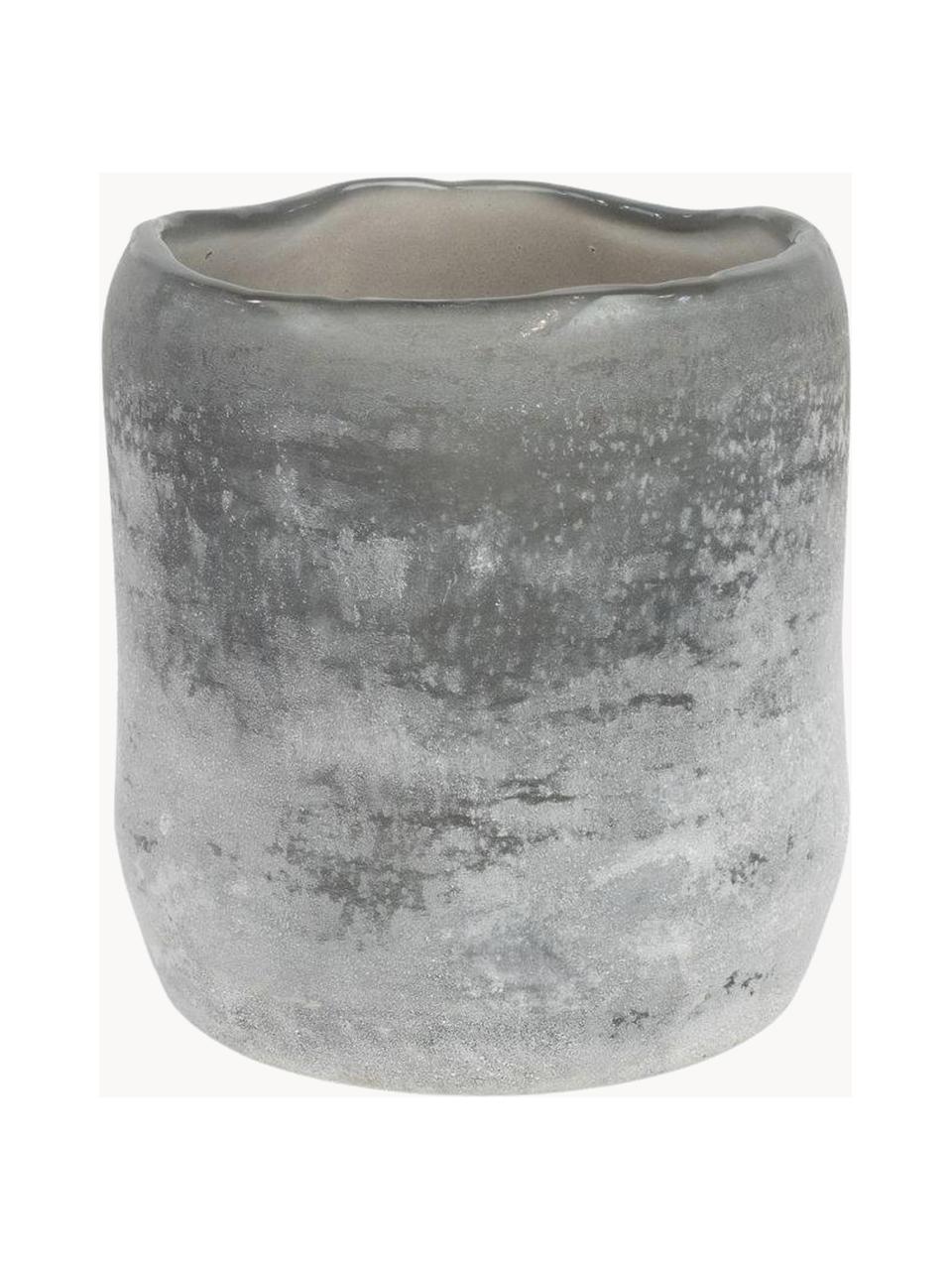 Teelichthalter Halde mit matter Oberfläche, Glas, Dunkelgrau, Weiß, Ø 11 x H 12 cm