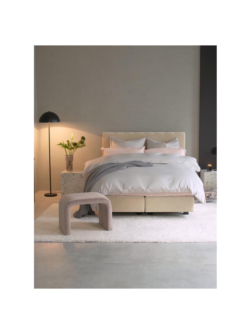 Premium boxspring bed Lacey in beige, Matras: 7-zones-pocketverenkern m, Poten: massief gelakt beukenhout, Geweven stof beige, 160 x 200 cm